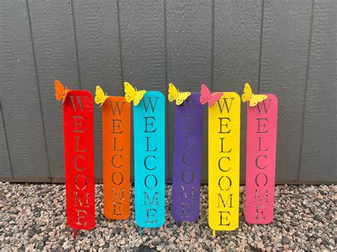 Outdoor Metal Welcome Sign Colorful Welcome Sign Outdoor Etsy