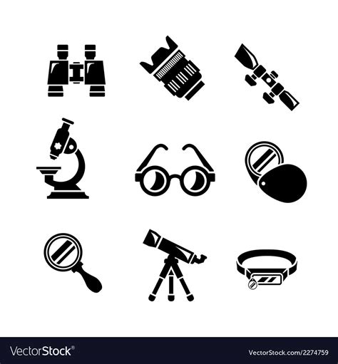 Set Icons Of Optics Equipment Royalty Free Vector Image