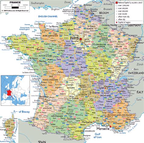 Large Political And Administrative Map Of France With Roads Cities And