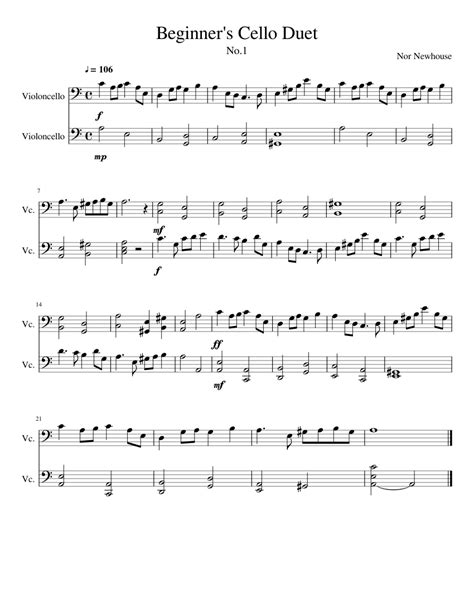Beginner S Cello Duet No 1 Sheet Music For Cello String Duet