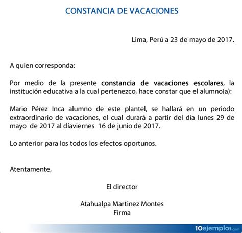 Modelo De Certificado De Vacaciones Laborales Ecuador Financial Report