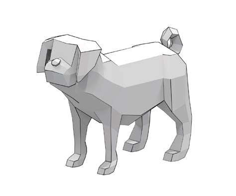 Pug Dog Low Poly 3d Papercraft Free Printable Papercraft Templates