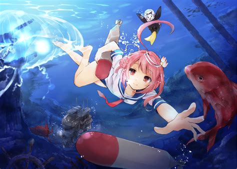 Wallpaper Anime Girls Ahoge I Kancolle Kantai Collection Pink Hair Underwater