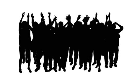 Cheering Crowd Silhouettes Isolated On A White Background Stock