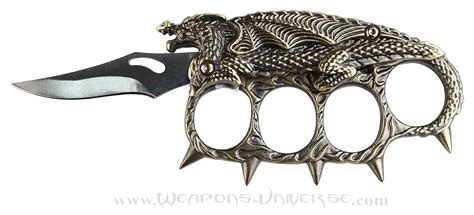 Dragon Lord Spiked Brass Knuckles Folding Knife