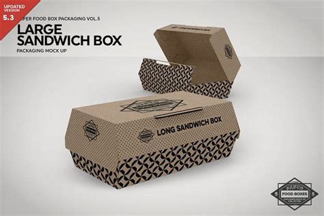 Download Large Sandwich Box Packaging Mockup | Food box packaging, Box packaging, Sandwich box