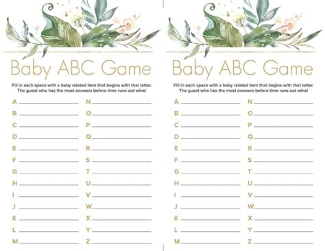 Greenery Baby Shower Games Free Printable Baby Shower Games