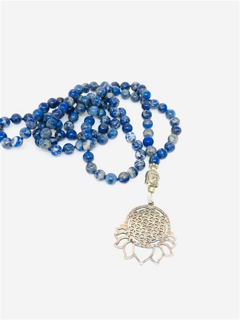 natural blue lapis lazuli mala beads 108 buddhist mala etsy