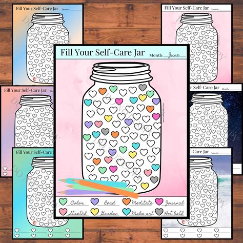 Self Care Jar Self Care Worksheets Self Care Printable Etsy