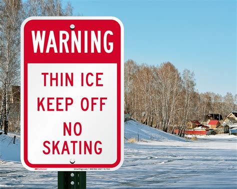 Thin Ice Signs Thin Ice Warning Signs No Skating Walking