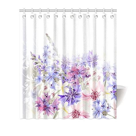 Bpbop Lavender Shower Curtain Purple Pink Cornflowers Classic Design Gentle Floral Art Wedding