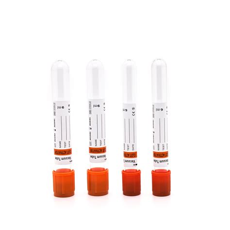 Tubo de sangre de vacío tapa naranja coágulo activador Citrato de sodio sangre Tubos de recogida