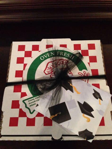 Save the time spent shopping and ensure you give a great present. awesome and creative graduation gift! a pizza box filled ...