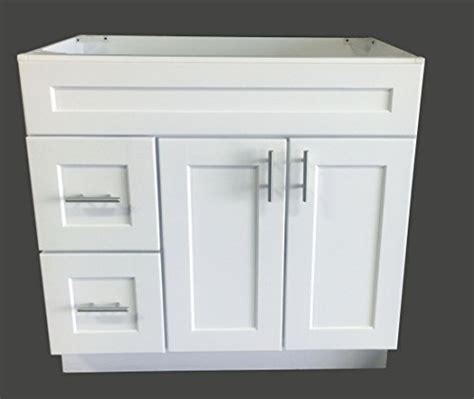 White Shaker Single Sink Bathroom Vanity Base Cabinet 36 Wide X 21