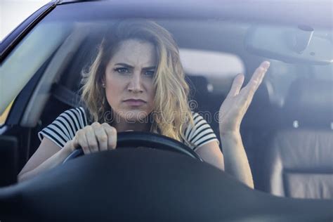 Angry Woman Driving A Car Stock Image Image Of Emotional 121849071