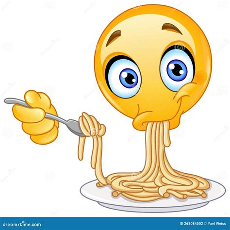 Emoticon Eating Spaghetti Stock Vector Illustration Of Emoji 268084502