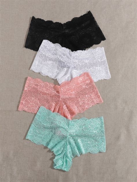 4pack plus floral lace panty set shein usa