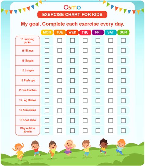 Free Printable Kids Exercise Chart