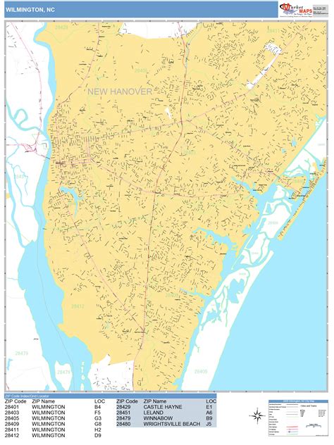 Wilmington North Carolina Wall Map Basic Style By Marketmaps Mapsales