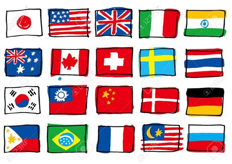 National Flags Illustration Set Vector Download Gambaran