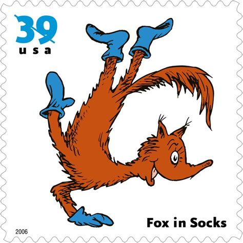Fox In Socks Dr Seuss Usa Postage Stamp Postage Stamps Pinterest