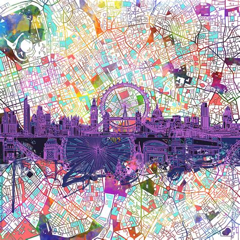 London Skyline Abstract Painting By Bekim Art