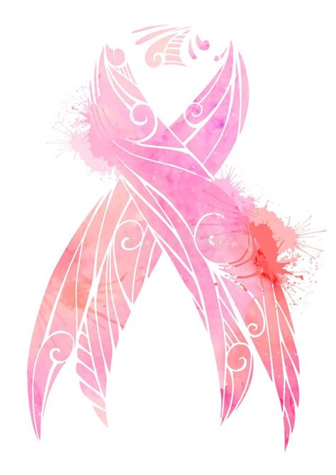 breast cancer awareness watercolor pink ribbon with splashes stock vector illustration of