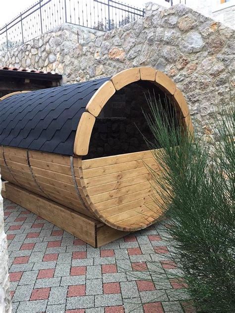 Barrel Sauna Kit With Panoramic Window Changing Room And Porch