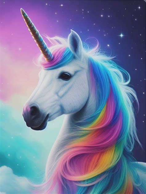 Unicorn With Flowing Rainbow Mane Etsy In 2023 Unicorn Artwork