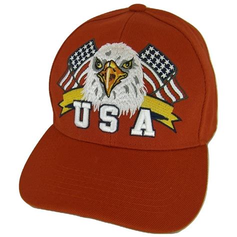 Joycap Usa Mens Patriotic Eagle Head Adjustable Baseball Cap Red