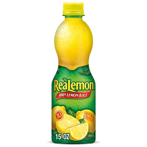 Realemon 100 Lemon Juice 15 Fl Oz Bottle