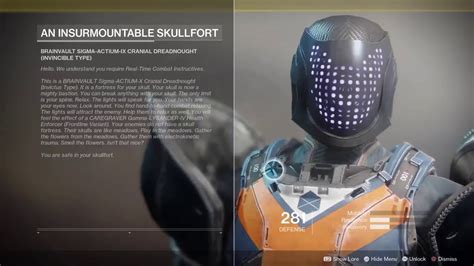 An Insurmountable Skullfort Lore Exotic Titan Helmet Destiny 2