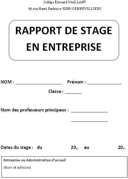 Rapports De Stage Rapport Lors De Votre Stage En Entreprise