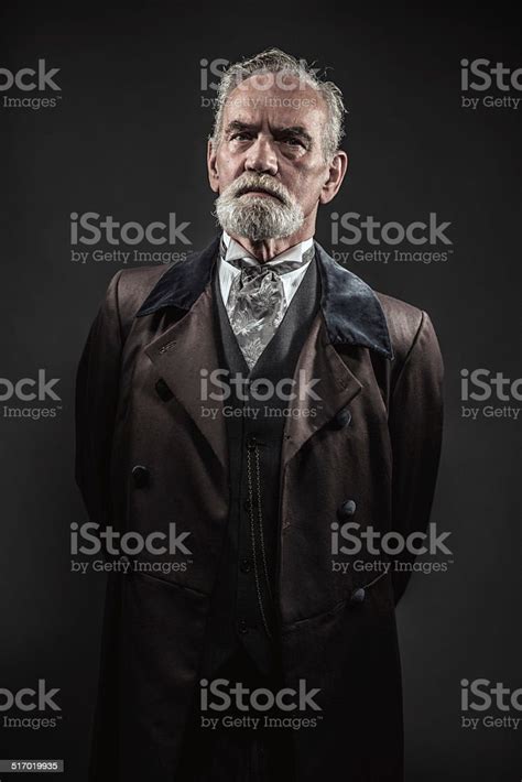 Vintage Characteristic Senior Man With Gray Hair And Beard Stock Photo
