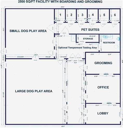 Dog Kennel Floor Plan 2500 Sq Ft With Boarding And Grooming