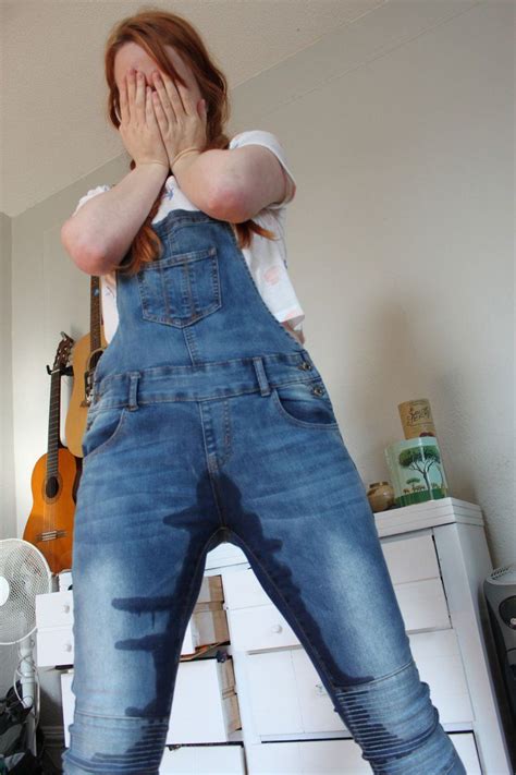 female peeing wet pants diaper abdl bed wetting girl drawing overalls haute couture trousers