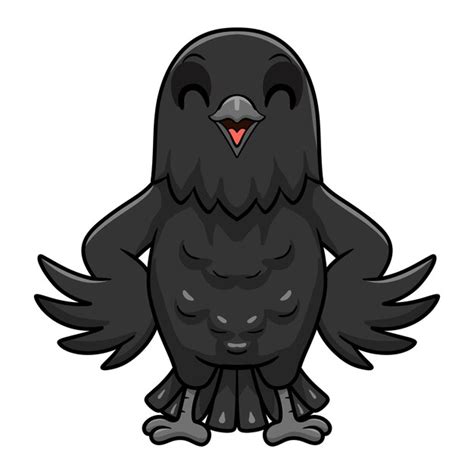 Pie De Dibujos Animados Lindo Pájaro Cuervo Vector Premium