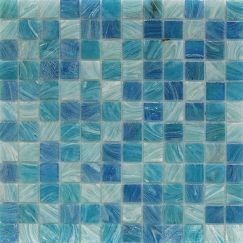 Aquatic Sky Blue 1x1 Squares Glass Tile Sample Contemporary Mosaic