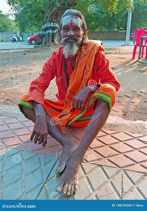 Indian Sadhu In The Streets From Tiruvanamalai In India Editorial