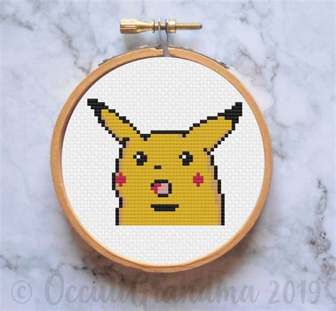 Surprised Pikachu Pokemon Nintendo Meme Cross Stitch Pattern Etsy