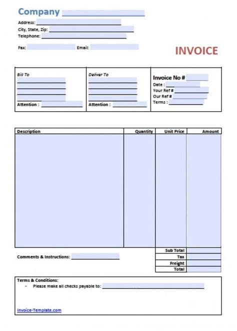You can free download invoice template to fill,edit,print and sign. Invoice Template Word Doc
