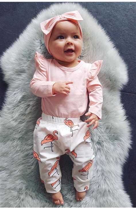 3pcs Cute Baby Girl Clothes Set Pink Ruffle Autumn Long