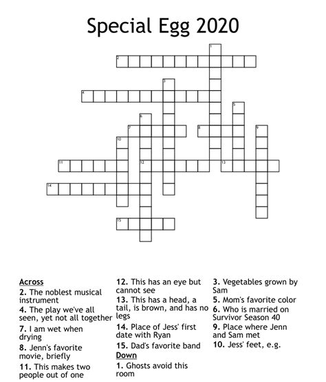 Special Egg 2020 Crossword Wordmint