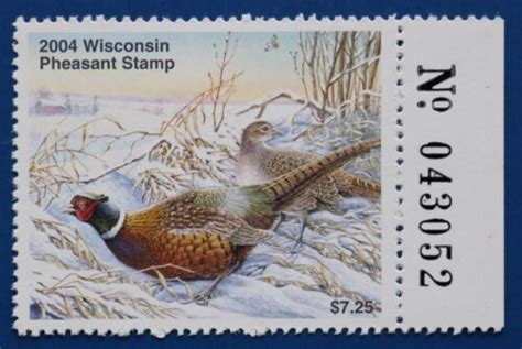 u s wip13r 2004 wisconsin pheasant stamp with right serial tab mnh ebay