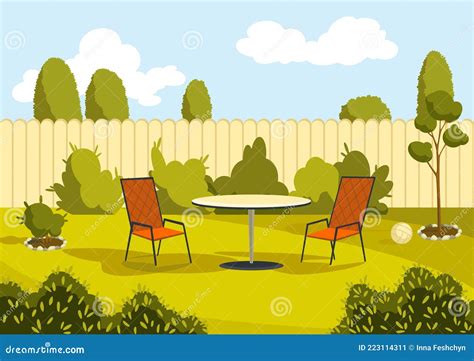 Outdoor Backyard Background Cartoon Illustration
