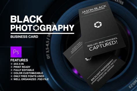 Black Photography Business Card Photoshop Templates Creative Market