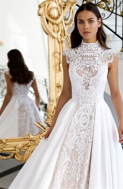 Turtleneck Wedding Dresses For Modest Brides Vestido De Noiva
