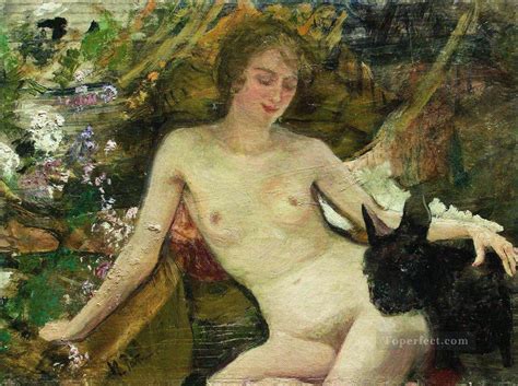 The Model Ilya Repin Impressionistic Nude Painting In Oil For Sale