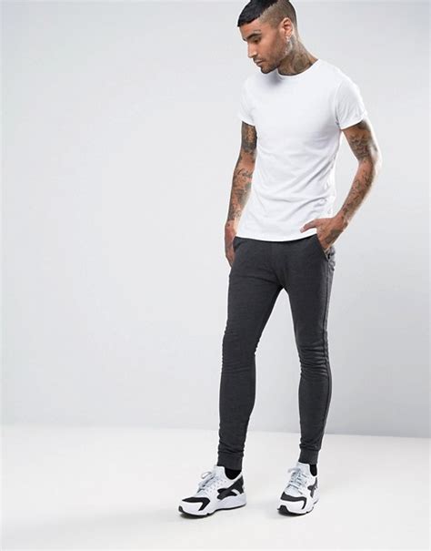 Asos Asos Super Skinny Joggers And Roll Sleeve T Shirt 2 Pack Save