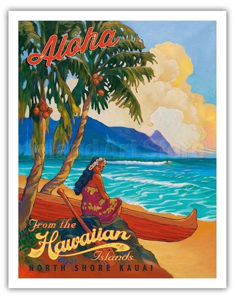 aloha hawaiian islands kauai rick sharp vintage travel poster art print ebay hawaii